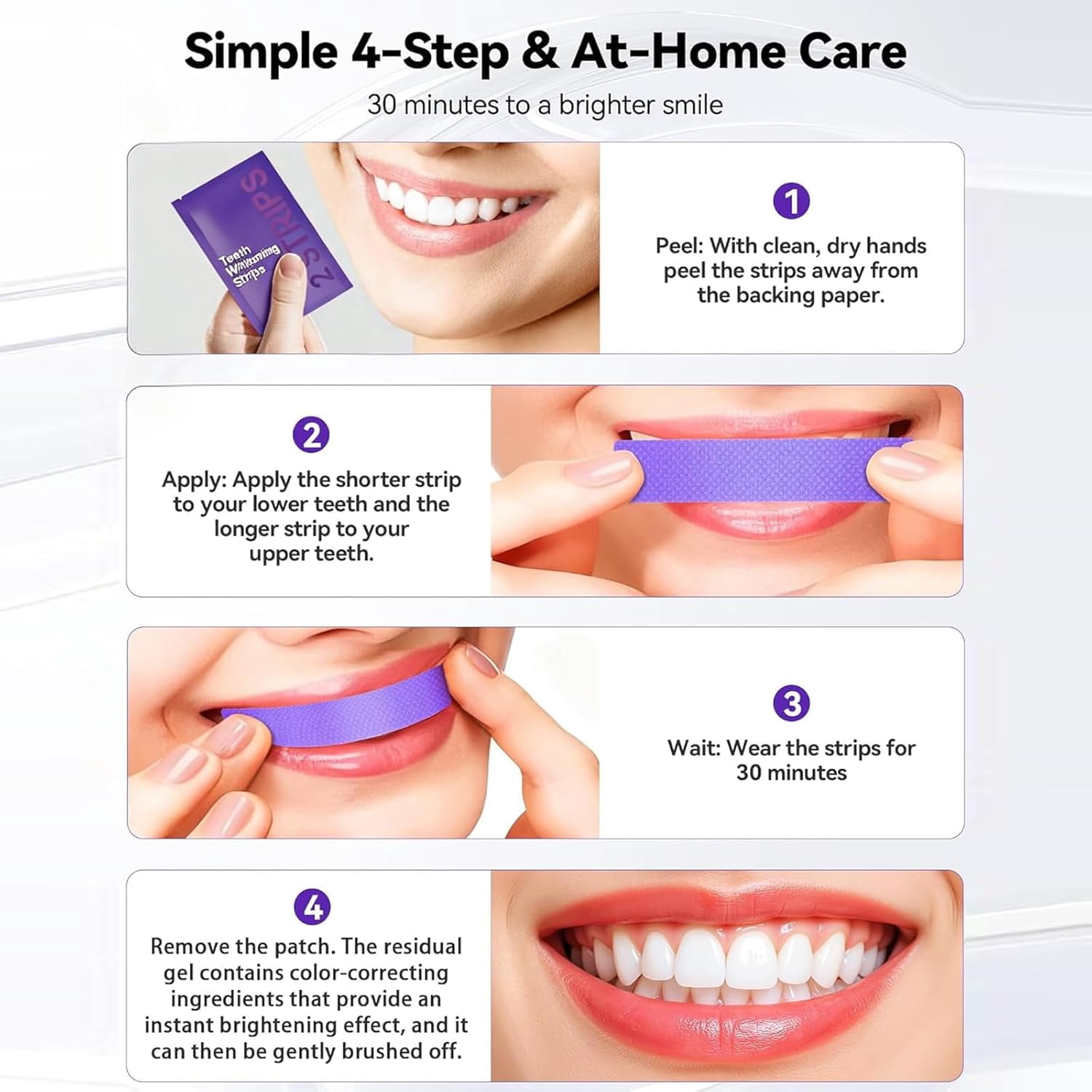 Purple Teeth Whitening Strips – Gentle Daily Strips for Surface Stain Reduction & Natural Shine, Portable Enamel-Safe Whitening for Home or On-The-Go Use(28)