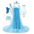 thumbnail image 1 of Disney disfraz de Frozen para niñas, vestido de princesa Elsa con lentejuelas, Reina de la nieve, Halloween, fiesta de cumpleaños, graduación, ropa con capa, 1 of 4