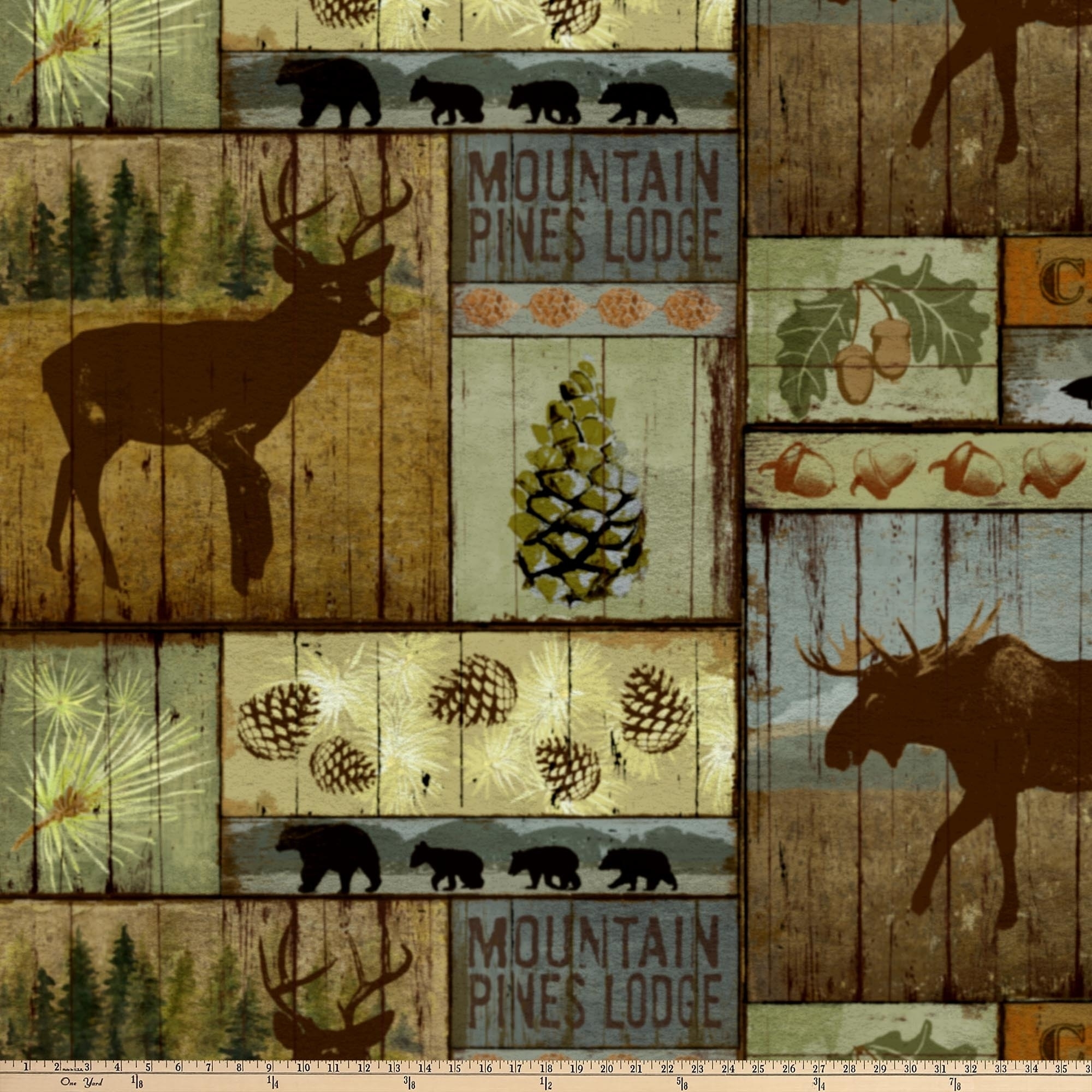 Mainstays 58" 100% Polyester Lux Anti-pill Fleece Mountain Pines Lodge Sewing & Craft Fabric by the Yard, Multi