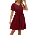 thumbnail image 5 of Giftesty Womens Summer Dresses Clearance Women's Short Sleeved Solid Color Loose Fitting T-Shirt Round Neck Pajama Dress, 5 of 6
