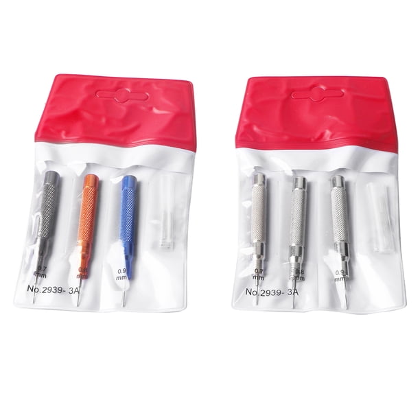Punzón de pasador para correas de reloj con removedor de agujas para reparación de relojes, juego de accesorios (juego de colores plateados)