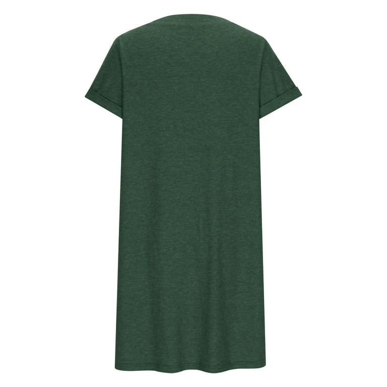 Jinhomg Womens Plus Size T-Shirt Dress Loose Fit Comfy Short Sleeve V-Neck  Midi Dress Basic Solid Casual Spring Summer Dress Daily Wear Holiday Deals  Green XL - Walmart.com