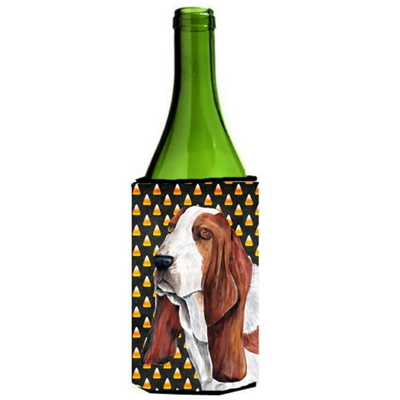 Basset Hound Candy Corn Halloween Wine Bottle  Hugger - 24 oz.