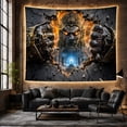 thumbnail image 6 of Deity Face with Fiery Portal and Clenched Stone Fists, Dramatic Fantasy for Dark Art Lovers, Mythical Gateway Decor, Halloween Gift Tapestry Wall Hanging for Bedroom and Living Room, 6 of 7