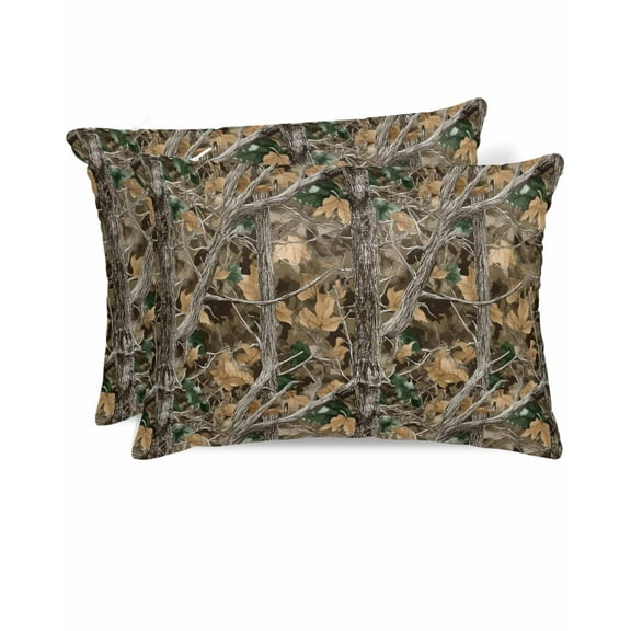 Hokiten Pillow Cases Queen Size Set of 2, Couch Pillow Covers, Brown Fall Maple Leaves Satin Pillowcases with Zipper for Hair/Skin, Pillow Protector Cover, Branches Wood Tree Forest 20x30 Inches