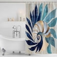 thumbnail image 2 of Navy Blue Teal Coastal Shower Curtain Set - Standard 72" x 72" Washable Bathtub Curtain with 12 Hooks, Abstract Art Nautical Ocean Conch Waterproof Fabric Stall Shower Curtains for Bathroom Décor, 2 of 6