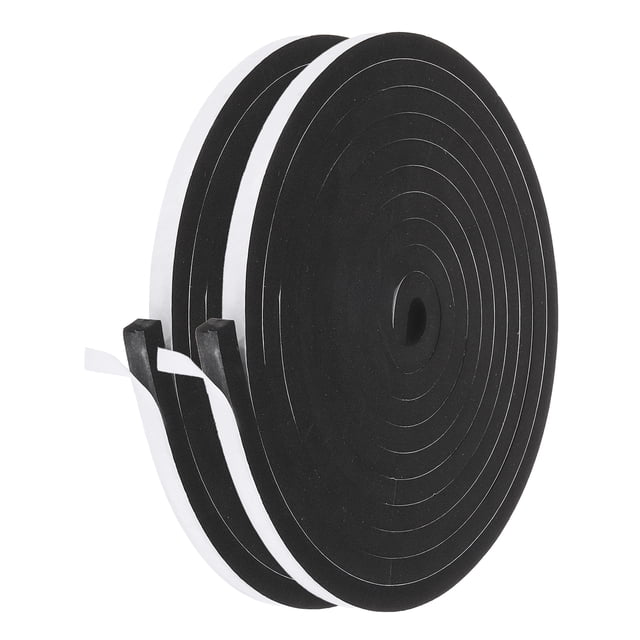 Cinta aislante de espuma insonorizante Uxcell para sellado de puerta, 2 rollos de 1/2 pulgada x 1/2 pulgada x 16 pies, color negro