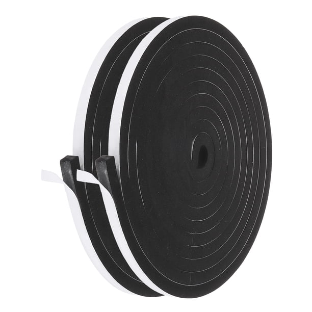 Cinta aislante de espuma insonorizante Uxcell para sellado de puerta, 2 rollos de 1/2 pulgada x 1/2 pulgada x 16 pies, color negro