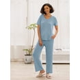 thumbnail image 4 of MINTREUS Women's Ribbed Knit Pajama Set Soft Lounge Set Lightweight Sleepwear Two Piece Matching Outfits Set, 4 of 7