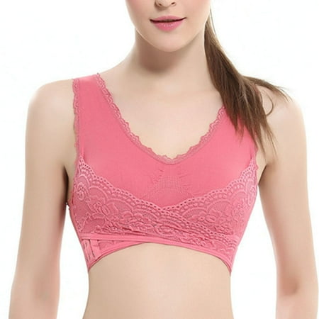 

HoCX Sexy Women Cross Side Buckle Push Up Wireless Sports Lace Bra Top Underwear