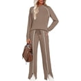 thumbnail image 3 of EASYBRAUS Women 2 Piece Sweatsuit Set Long Sleeve Crewneck Sweatshirt Wide Leg Split Pants XS-XXL, 3 of 5