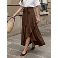 thumbnail image 3 of OYYN Women's A-Line Asymmetrical Ruffle Hem Tie Waist Maxi Skirt, 3 of 6