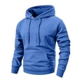 thumbnail image 3 of UDAUDU Men's Fleece Hoodie Long Sleeve Hooded Sweatshirt Casual Basic Fall Winter Drawstring Pullover Hoodie With Pocket Royal Blue M, 3 of 7