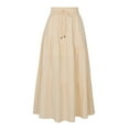 thumbnail image 6 of CHUMUD Womens Linen Skirts Elastic High Waist Boho Maxi Skirt Swing Tiered A-Line with Drawstring Fashion Beach Vacation Summer Wear, 6 of 9
