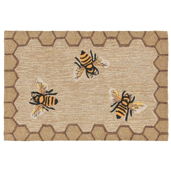 Liora Manne Frontporch Honeycomb Bee Indoor Outdoor Area Rug Natural