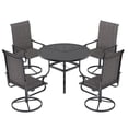 thumbnail image 6 of ELPOSUN 5 Piece Outdoor Patio Dining Set Swivel High Back Textilene Chairs and Round Table Furniture Set,Dark Gray, 6 of 7
