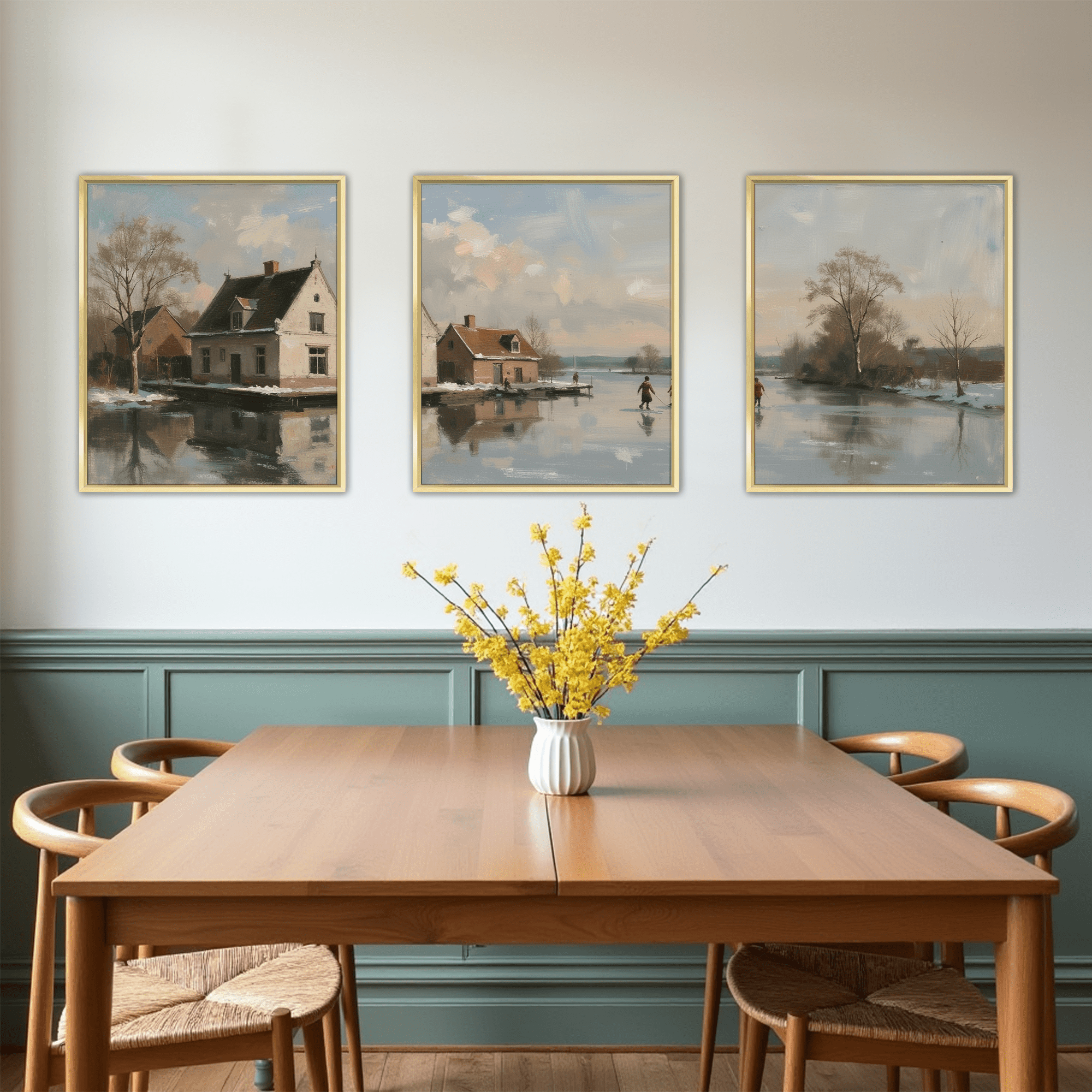MAYEERTY Modern Abstract Wall Art Painting, Living Room Decor, Gold Aluminum Alloy Frame, 23.6"x15.8"