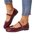 thumbnail image 2 of IEMIEMIEM Women's Mary Jane Flats Comfort Patent Leather Classic Dressy Slip On Round Toe Ballet Flats Soft Work Flats Retro Mary Jane Flats Red 6.5 Wide, 2 of 8