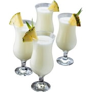 Epure Venezia Collection 4 Piece Hurricane Glass Set - Perfect for Drinking Pina Coladas, Cocktails, Full-Bodied Beer, Juice, and Water (Pina Colada (15.5 oz))