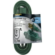 PowerZone Extension Cord, 16 AWG Cable, 9 ft L, 13 A, 125 V, Green