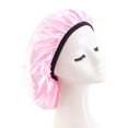 thumbnail image 3 of Soumake Sleep Bonnet Extra Large Solid Color Black Slim Band Elastic Shiny Headwear Soft Women Long Curly Hair Wrap Satin Hat Home Supplies, 3 of 8