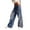 Blue, variant on ManxiVoo Women High Waisted Embroidered Floral Denim Pants Loose Fit Street Fashion Casual Jeans XL Size Blue