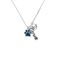 thumbnail image 2 of Delight Jewelry Silvertone Medium Translucent Navy Paw - Love and Lock Charm Necklace, 18"+1", 2 of 4