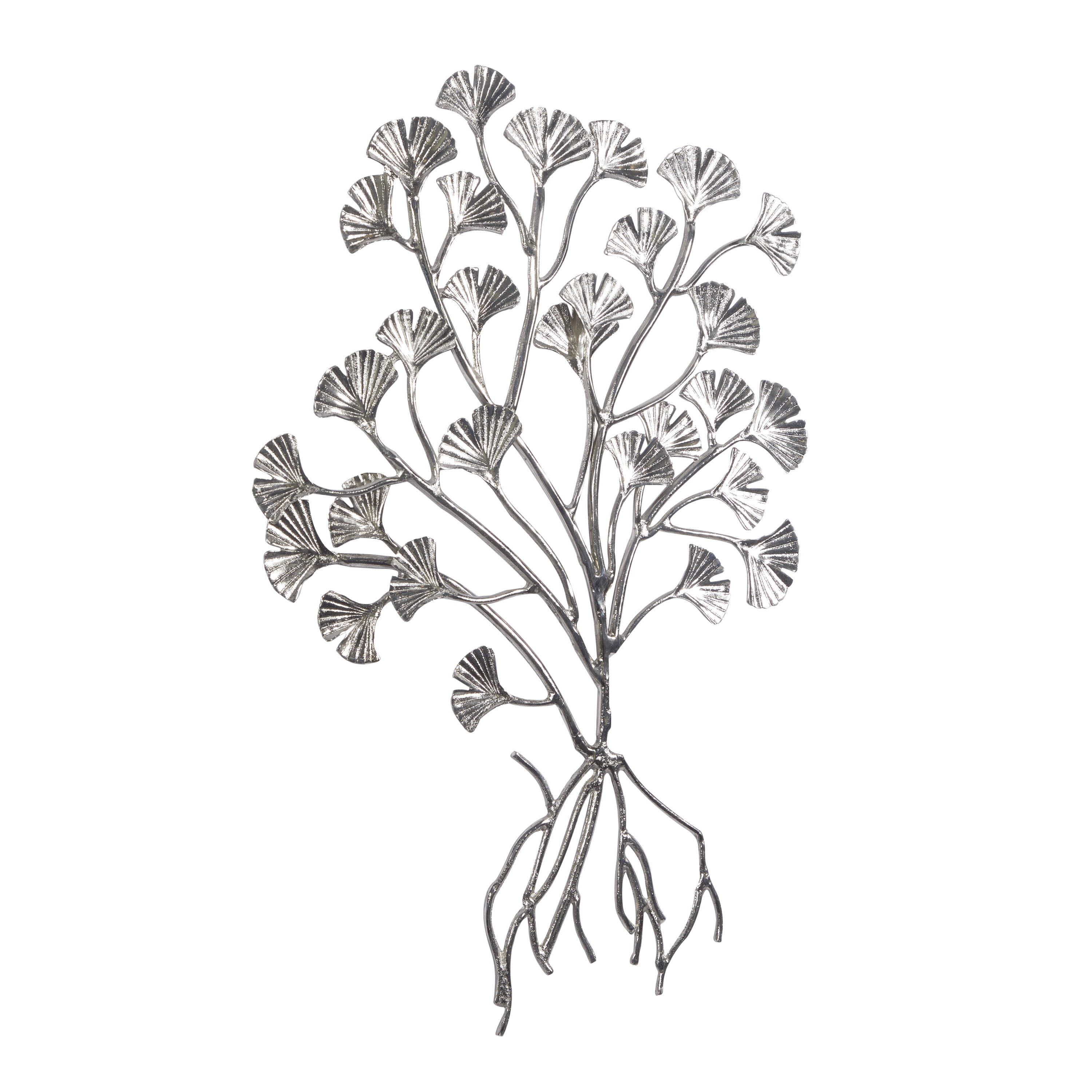 DecMode Silver Aluminum Floral Wall Decor