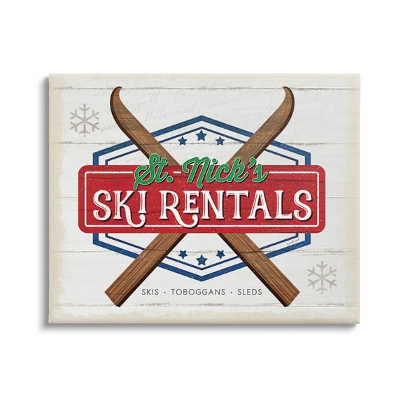 Stupell Industries St. Nick's Ski Rentals Vintage Graphic Art Gallery Wrapped Canvas Print Wall Art, Design by Jennifer Pugh