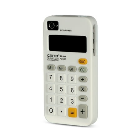 White Calculator Design Silicone Skin Case Cover for iPhone 4 / (Best Iphone Tip Calculator)