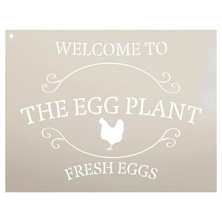 Welcome to The Egg Plant - Fresh Eggs by StudioR12 | Reusable Mylar Template | Use to Paint Wood Signs | DIY Country Decor - Select Size (13