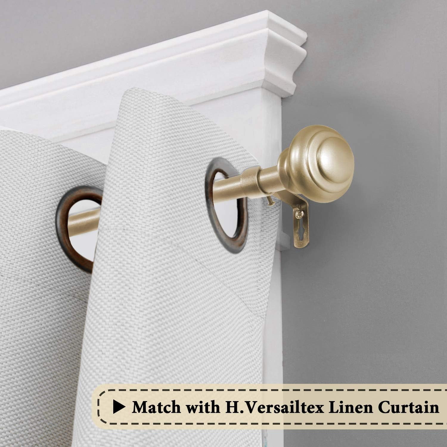 H.VERSAILTEX Window Curtain Rod Set 48 - 84" 3/4 Inch Diameter Small Curtain Rod Set with Gold Finishing