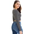 thumbnail image 2 of GHSDFBB Women's Basic Round Neck Long Sleeve Crop Top, 2 of 7