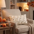 thumbnail image 2 of Sm:)e Halloween Goost Plush Faux Fur Jacquard Throw Pillow Cover 12x20 Inch Beige, Set of 2 Silky Soft Seasonal Cushion Case for Sofa Couch, 2 of 7
