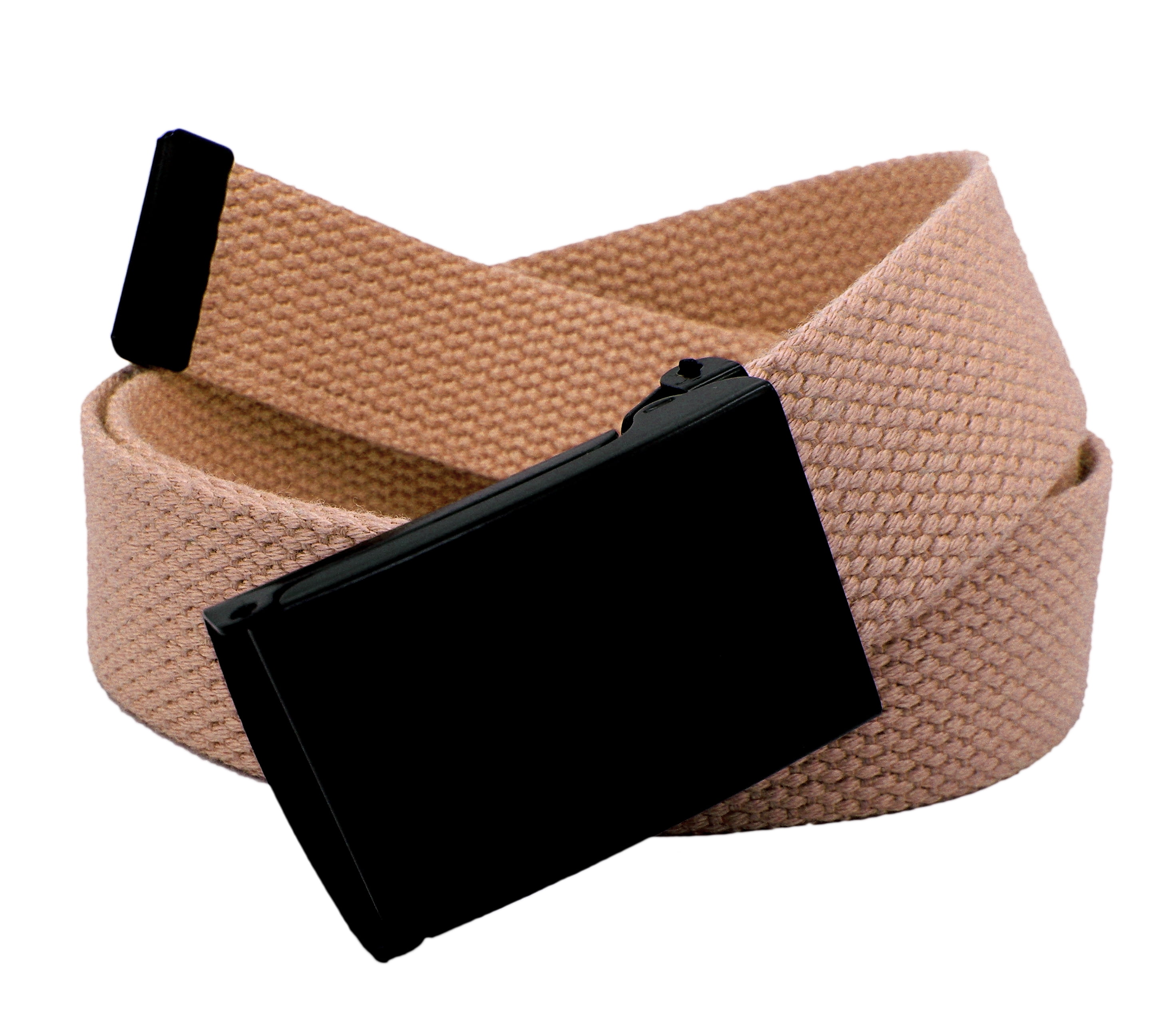 Men's Black Flip Top Military Belt Buckle with Canvas  Belt Large