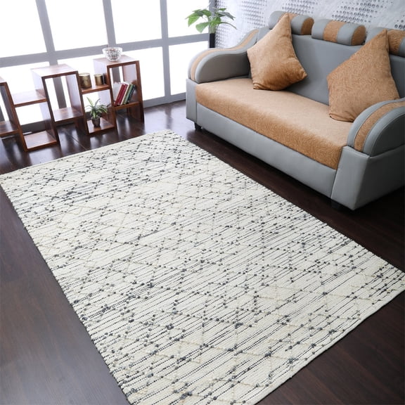Rugsotic Carpets Hand Woven Jute Eco-Friendly 6'x9' Area Rugs Rectangle Beige Contemporary High Pile Natural Fiber Outdoor Indoor Handmade Rug for Living Room, Bedroom J00090