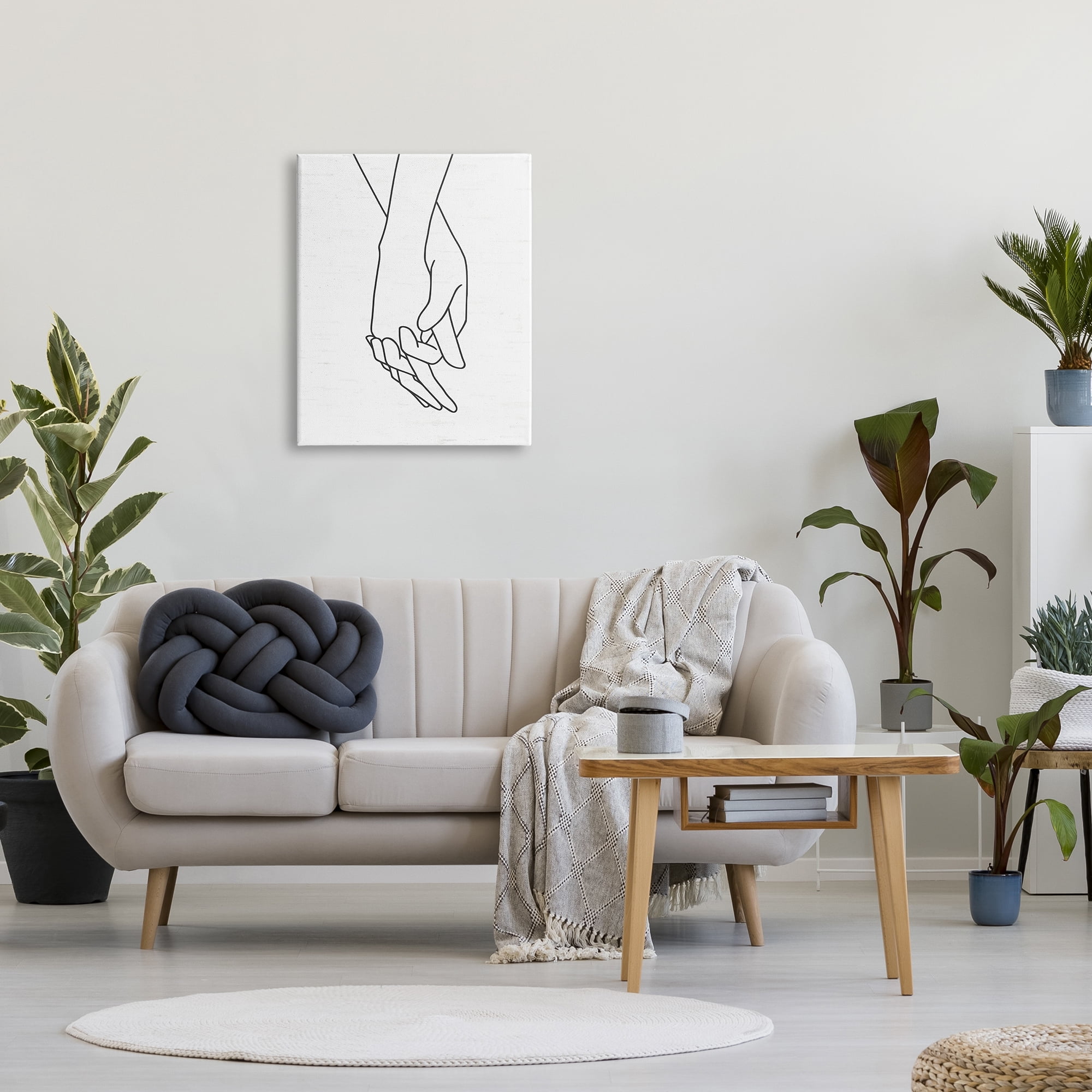 Stupell Industries Romantic Holding Hands Outline Drawing Loving Couple Graphic Art Gallery Wrapped Canvas Print Wall Art, Design by Lettered and Lined