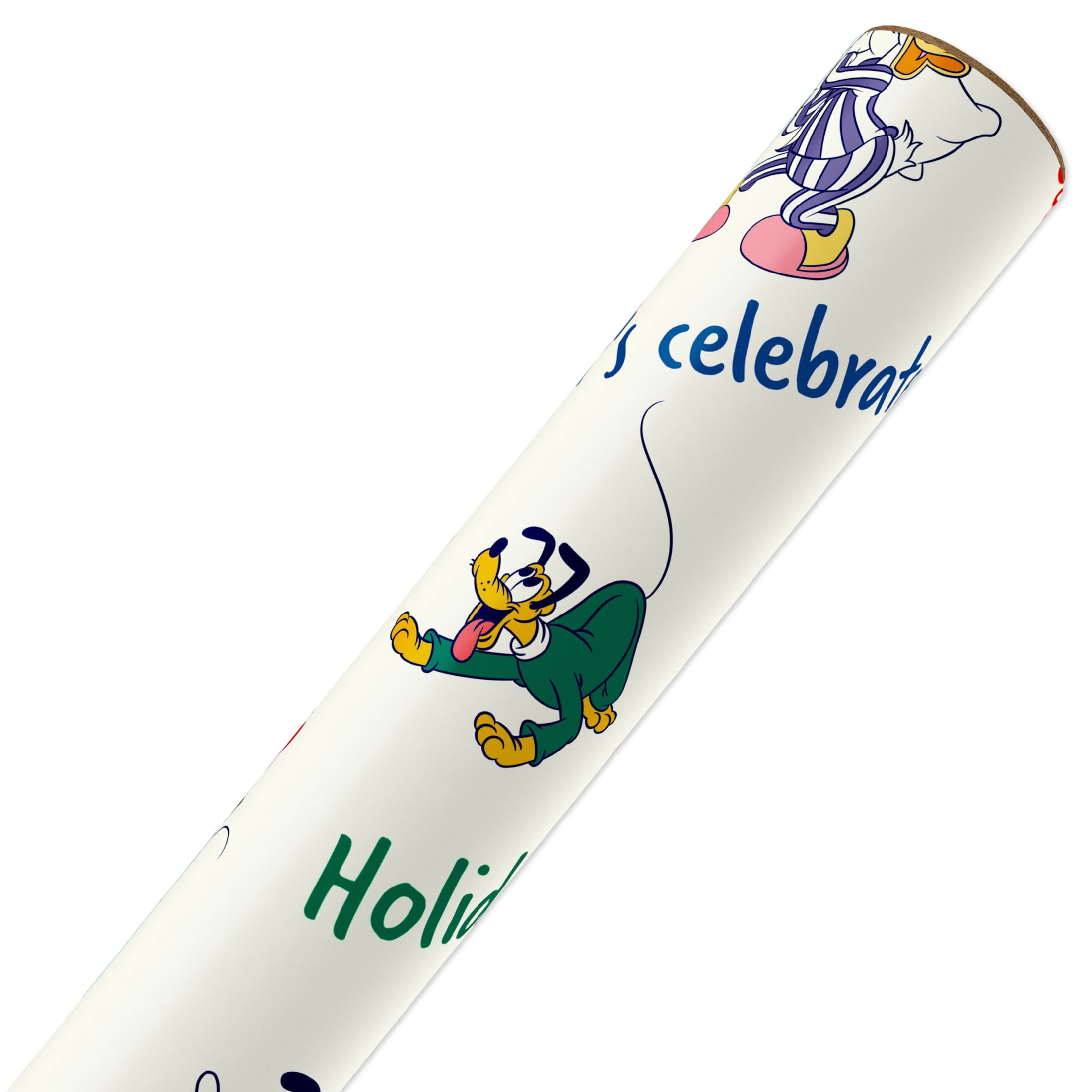 Plus Mark 40 in. Disney's Mickey and Friends PJs White Christmas Wrapping Paper with Cutlines (60 Sq. ft., 1-Roll)