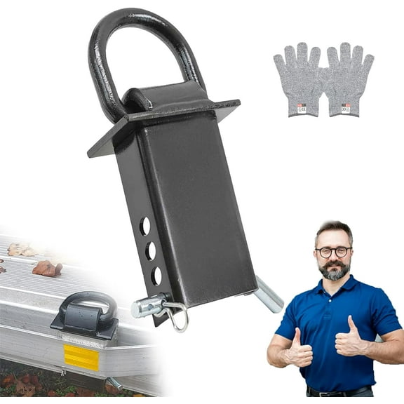 Heavy-Duty Removable D-Ring Tie Down for Utility Trailers, Upgraded Version 4 Adjustable Holes, Trailer Stake Pocket D Ring Applies to 16200lbs D-Ring Stake Pocket Tie Downs Flatbed Trucks (1pc)