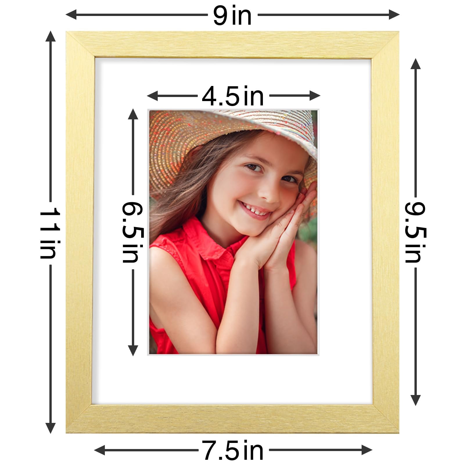 decorUhome 8x10 Gold Picture Frame Set of 9, Display 5x7 Pictures with Mat or 8x10 without Mat, Photo Frames for Wall or Tabletop