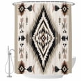 thumbnail image 2 of Boho Black Brown Waterproof Fabric Shower Curtain,Geometric Southwestern Ethnic Vintage Waterproof Fabric Shower Curtain for Bathroom Curtains Bathtubs Shower Curtains with 12 Hooks Small 36x72in, 2 of 8