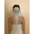 thumbnail image 2 of Pearls Wedding Veils 1 Tier Soft Bridal Veil Beaded Wedding Accessories 300cm Cathedral Length Veil for Bride, 2 of 7