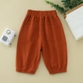 thumbnail image 6 of TOOYOU Boys Pants Toddler Baby Pull On Cotton Shorts Kids Summer Knee Length Elastic Waist Harem Pants With Pockets Size 2-3 Years , Orange, 6 of 9