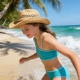 thumbnail image 5 of REDARER Girls Two Piece Swimsuit with Asymmetrical Adjustable Strap Top, Contrast White Trim & Padded High Waisted Bottoms,11-12 Years, 5 of 7