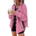 thumbnail image 1 of Womens Waffle Knit Plaid Shacket Boyfriend Button Down Shirt Jacket Loose Long Sleeve Tops, 1 of 4