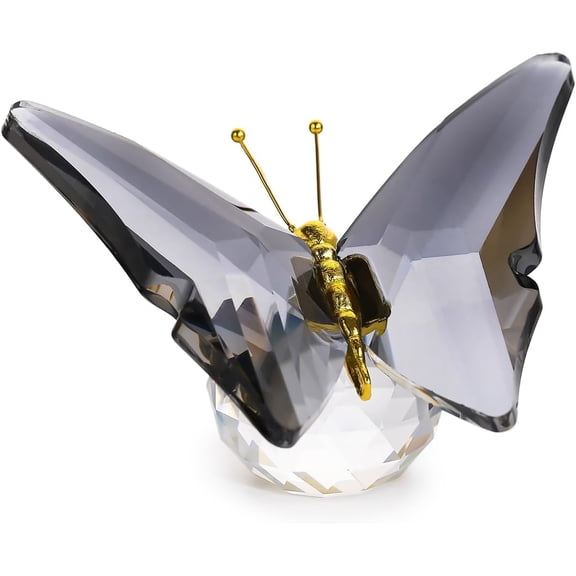 ABPETE Grey Crystal Butterfly Figurines Gifts for Women, Flying Butterfly Collectible Figurines Paperweights Crystal Animals Figurines for Tabletop Home Decor (Grey)