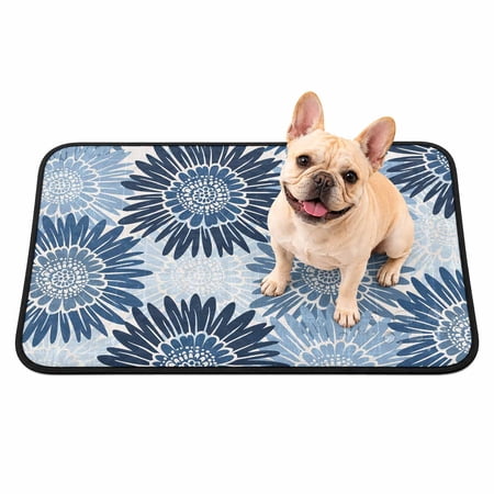 Pet Pee Pad Mat Summer Floral Sunflowers Waterproof Reusable Dog Potty Training Pad Rustic Coastal Navy Blue Non Slip Pet Urine Mat for Indoor Potty Training Floor Protection 40x30 Inch