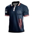 thumbnail image 3 of Havenx 250th Anniversary American Flag Print Polo Shirt for Men Button Short Sleeve Polo Shirt American Flag T-Shirt 4th Of July Independence Day Patriotic Tops,Royal Blue 3XL, 3 of 3