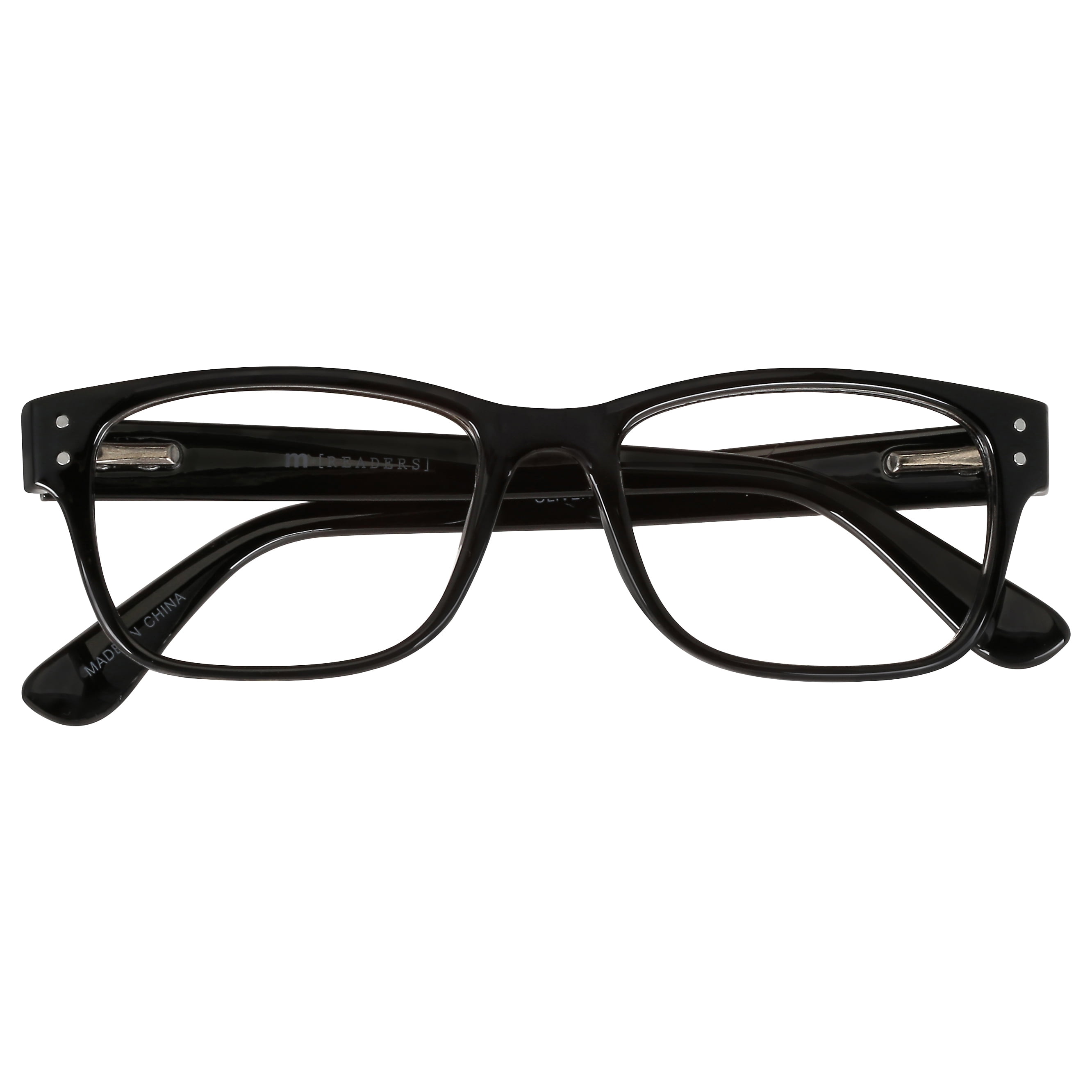 M+ Mens Square Plastic Reading Glasses 2.00 Oliver in Classic Black