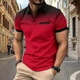 thumbnail image 2 of WTXUE Polos Short Sleeve, Lapel Golf Shirts for Men Spring Summer Casual Buttons Lapel T Shirt Tops Solid | Workwear for Men Red XL, 2 of 6